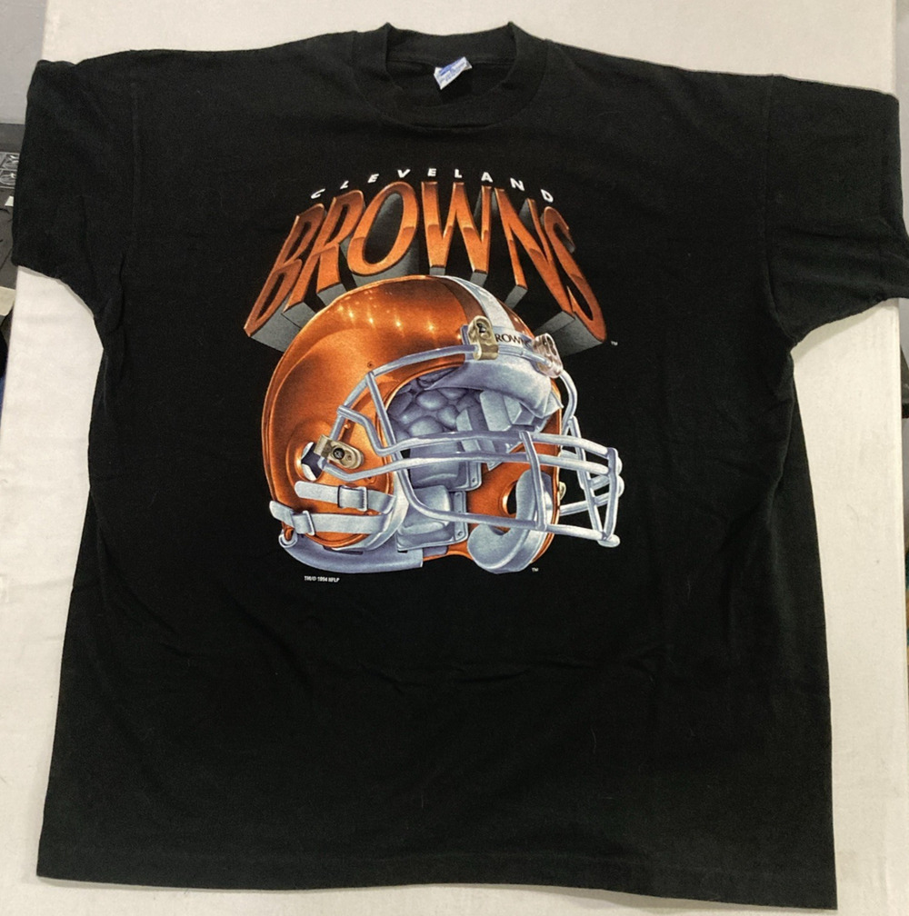 Vintage 1994 Cleveland Browns Helmet T Shirt Salem Sportswear NFL Football Black